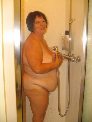 Highly highly immense grandma entirely nude in the shower,