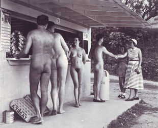 open palace at the naturist camp Retro naturist Icons